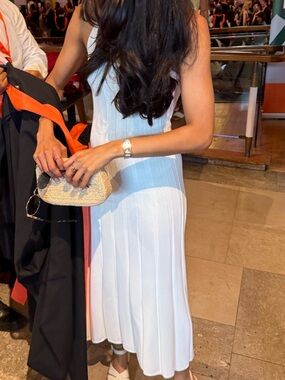 Meshki White Midi Summer Dress with Open Back